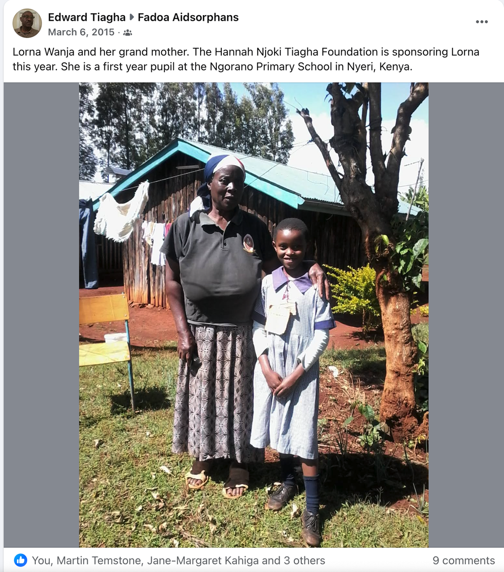 Lorna and her grandmother at home in Ngorano village, Kenya
